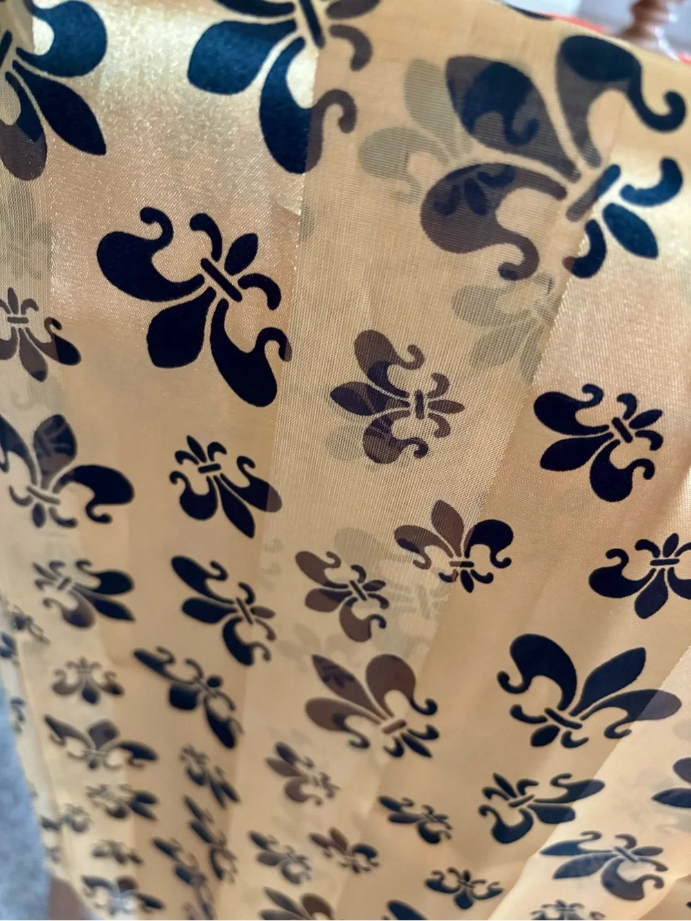 Gold Fleur-de-Lis  Scarf with Black Accents